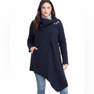 Garnet Hill Asymmetrical NAVY Boiled Wool Coat size 10